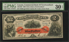 CANADA. Commercial Bank of Newfoundland. 2 Dollars, 1888. CH #185-18-02. PMG Very Fine 30 EPQ.

Green back design. St. John's, Newfoundland. This note...