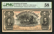 CANADA. Dominion of Canada. 1 Dollar, 1898. DC-13a. PMG Choice About Uncirculated 58.

Series A-D. ONEs inward on the reverse. Minister of Finance sig...