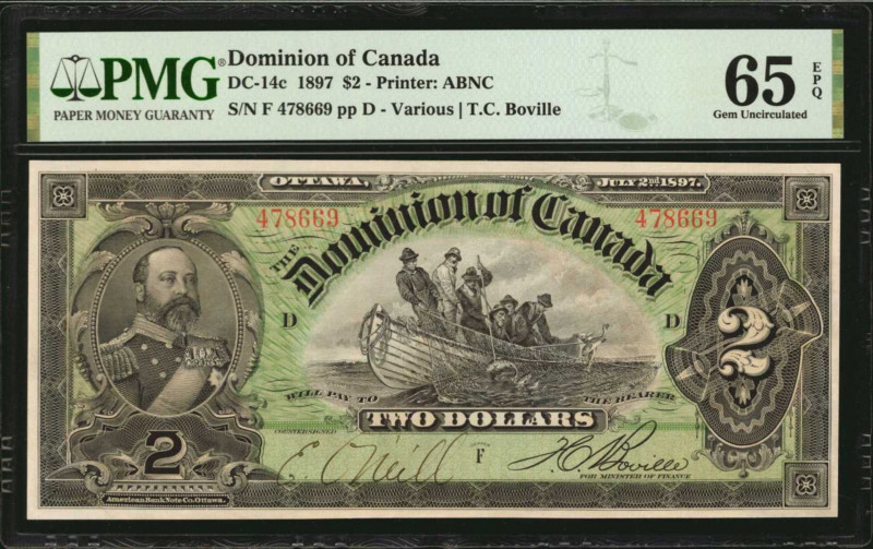CANADA. Dominion of Canada. 2 Dollars, 1897. DC-14c. PMG Gem Uncirculated 65 EPQ...