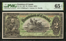 CANADA. Dominion of Canada. 2 Dollars, 1897. DC-14c. PMG Gem Uncirculated 65 EPQ.

Printed by ABNC. Printed signature of T.C. Boville at right with ha...