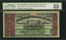 CANADA-NEWFOUNDLAND. Bank of Montreal. 1 Dollar, 1910-11. NF-9a. PMG Very Fine 25.

Government cash note. St John's, Newfoundland. Signature combinati...