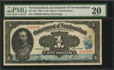 CANADA-NEWFOUNDLAND. Government of Newfoundland. 1 Dollar, 1920. P-NF-12b. PMG Very Fine 20.

Signature combination of Hickey - Brownrigg. King George...
