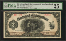 CANADA-NEWFOUNDLAND. Government of Newfoundland. 2 Dollars, 1920. NF-13b. PMG Very Fine 25.

Printed signatures of Hickey & Brownrigg. St. John's, New...