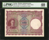 CEYLON. British Administration. 50 Rupees, 1941-45. P-37a. PMG Extremely Fine 40.

A really rare note to find this nice, with PMG only graded 2 AU exa...