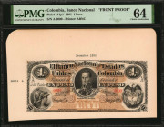 COLOMBIA. Lot of (2) Banco Nacional de los Estados Unidos de Columbia. 1 Peso, ND (1880). P-141p1 & 141p2. Front & Back Proof. PMG Uncirculated 62 & C...