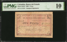 COLOMBIA. Banco del Estado. 1 Peso, 1900. P-S481b. PMG Very Good 10.

Stamped signatures. PMG has graded just two examples of this scarcer "b" variety...