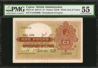 CYPRUS. British Administration. 1 Pound, 1937-51. P-24. PMG About Uncirculated 55.

Printed by TDLR. Watermark of the Lion of Venice. Scarce this nice...