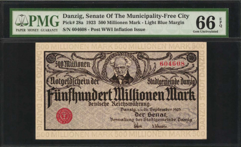 DANZIG. Senate of the Municipality - Free City. 500 Millionen Mark, 1923. P-28a....