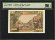 EQUATORIAL AFRICAN STATES. Banque Centrale. 500 Francs, ND (1963). P-4e. PMG Gem Uncirculated 66 EPQ.

An exemplary example of this 500 Francs design,...