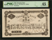 FIJI. Treasury Note. 1 Dollar, ND (1872-73). P-14r. Remainder. PMG Choice Extremely Fine 45.

PMG has graded just two examples of this remainder varie...