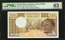 FRENCH AFARS & ISSAS. Tresor Public. 5000 Francs, ND (1975). P-35. PMG Choice Uncirculated 63 EPQ.

Fully original and uncirculated. Always welcomed i...