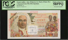 FRENCH ANTILLES. Institut D'Emission des Departments D'Outre-Mer. 1 Nouveau Franc, ND (1961). P-1s. Specimen. PCGS Currency Choice About New 58 PPQ.

...