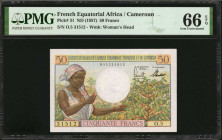 FRENCH EQUATORIAL AFRICA. Institut D'Emission de L'Afrique Equatoriale Francaise et du Cameroun. 50 Francs, ND (1957). P-31. PMG Gem Uncirculated 66 E...