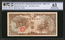 FRENCH INDO-CHINA. Japanese Imperial Government. 10 Yen, ND (1940). P-M4. PCGS GSG Choice Uncirculated 63.

A scarce Military issue of French Indo Chi...