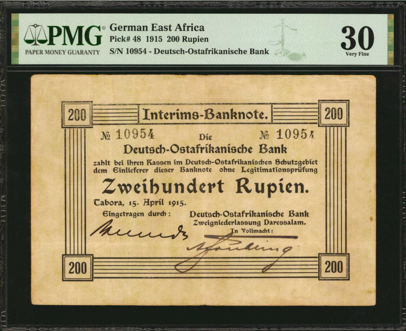 GERMAN EAST AFRICA. De utsch Ostafrikanische Bank. 200 Rupien, 1915. P-48. PMG V...