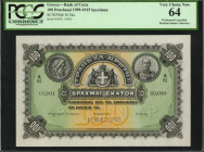 GREECE. Bank of Crete. 100 Drachmai, 1909-15. P-S154s. Specimen. PCGS Currency Very Choice New 64.

Perforated Cancelled. Antiquity era coin at top le...
