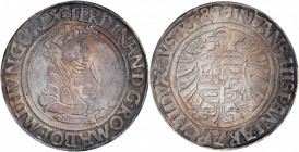 AUSTRIA. Taler, ND (1541-42). Joachimsthal Mint. Ferdinand I, as King of the Romans. PCGS AU-53 Gold Shield.

Dav-8039. An intensely attractive and al...