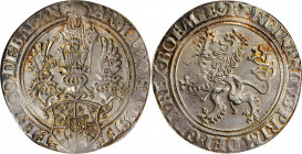 AUSTRIA. Schlick. Taler, 1528. Joachimsthal Mint. Stephan, Burian, Heinrich, Hieronymous & Lorenz. PCGS MS-63 Gold Shield.

Dav-8148. Almost certainly...