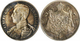 BELGIUM. Silver 100 Francs Restrike, 1911. NGC PROOF-64.

Bogaert-1805B5; cf. KM-Pn188. Plain edge. Official restrike circa 1961 from original dies. T...
