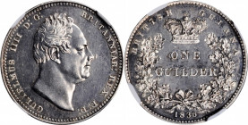 BRITISH GUIANA. Guilder, 1836. George IV. NGC PROOF-62.

KM-25; Prid-14a. Plain Edge variety. Bright and flashy, this nicely produced and well-preserv...