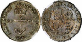 BRITISH WEST INDIES. 1/8 Dollar, 1820. George IV. NGC PROOF-63.

KM-2; Prid-11. So-Called Anchor Money type. This beautifully preserved choice Uncircu...