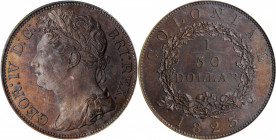 BRITISH WEST INDIES. Copper 1/50 Dollar - 2 Pence Pattern, 1823. George IV. PCGS PROOF-65.

KM-Pn5; Prid-15.  VERY RARE  and exceptionally attractive,...