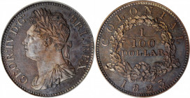 BRITISH WEST INDIES. Copper 1/100 Dollar - Penny Pattern, 1823. George IV. PCGS PROOF-64.

KM-Pn4; Prid-17. A  VERY RARE  and vibrant example, this gl...
