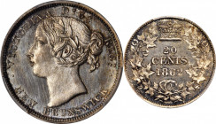CANADA. New Brunswick. 20 Cents, 1862. London Mint. Victoria. PCGS SPECIMEN-64+ Cameo.

KM-9. Plain edge. A  VERY RARE  and exceptionally alluring min...