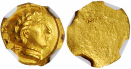 ITALY. Etruria. Populonia. AV 25 Asses (1.30 gms), ca. 300-250 B.C. NGC MS, Strike: 5/5 Surface: 4/5. Edge Crimp.

HGC-1, 77 (this coin illustrated); ...