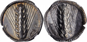ITALY. Lucania. Metapontion. AR Stater (Nomos) (7.77 gms), ca. 510-470 B.C. NGC Ch EF, Strike: 5/5 Surface: 3/5.

HGC-1, 1028; HN Italy-1482. Obverse:...