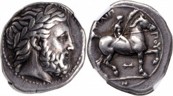 MACEDON. Kingdom of Macedon. Philip II, 359-336 B.C. AR Tetradrachm (14.47 gms), Pella Mint, ca. 342/1-337/6. NGC Ch VF★, Strike: 5/5 Surface: 5/5. Fi...