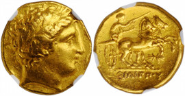 MACEDON. Kingdom of Macedon. Time of Philip II to Alexander III (the Great), ca. 340/36-328 B.C. AV Stater (8.54 gms), Pella Mint. NGC Ch VF, Strike: ...