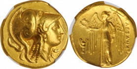 MACEDON. Kingdom of Macedon. Alexander III (the Great), 336-323 B.C. AV Distater (17.20 gms), Amphipolis Mint, ca. 325-323/2 B.C. NGC Ch EF, Strike: 5...