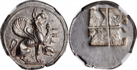 IONIA. Teos. AR Stater (12.02 gms), ca. 465-440 B.C. NGC Ch AU★, Strike: 5/5 Surface: 4/5.

Balcer-Unpublished, though cf. P115 for rev. die. Obverse:...