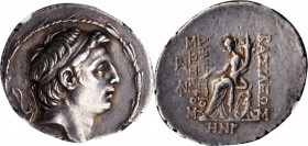 SYRIA. Seleukid Kingdom. Demetrios I Soter, 162-150 B.C. AR Tetradrachm (16.64 gms), Antioch on the Orontes Mint, dated SE 158 (155/4 B.C.). NGC EF, S...
