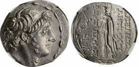 SYRIA. Seleukid Kingdom. Antiochos IX Kyzicenos, 115-95 B.C. AR Tetradrachm (15.39 gms), Ake-Ptolemais Mint, 113/2-107/6 B.C. NGC Ch AU, Strike: 5/5 S...