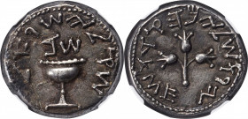 JUDAEA. First Jewish War, 66-70 C.E. AR Shekel (14.22 gms), Jerusalem Mint, Year 2 (67/8 C.E.). NGC Ch EF, Strike: 5/5 Surface: 2/5. Edge Marks, Scrat...