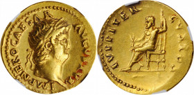 NERO, A.D. 54-68. AV Aureus (7.29 gms), Rome Mint, ca. A.D. 66-67. NGC EF, Strike: 4/5 Surface: 4/5.

RIC-63; Calico-413. Obverse: Laureate head right...