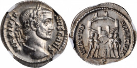 GALERIUS AS CAESAR, A.D. 293-305. AR Argenteus (2.97 gms), Rome Mint, 3rd Officina, ca. A.D. 295-297. NGC MS, Strike: 5/5 Surface: 4/5.

RIC-42b; RSC-...