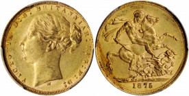 AUSTRALIA. Sovereign, 1875-M. Melbourne Mint. Victoria. PCGS AU-58 Gold Shield.

S-3857; Fr-16; KM-7. Exhibiting gorgeous surfaces, this original Aust...