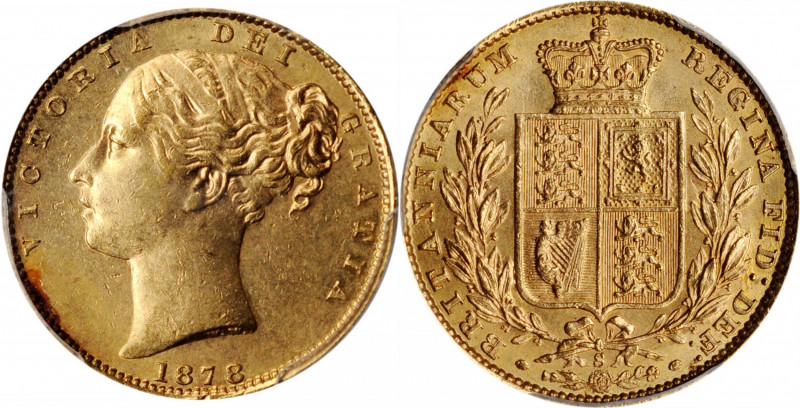 AUSTRALIA. Sovereign, 1878-S. Sydney Mint. Victoria. PCGS MS-62 Gold Shield.

Fr...