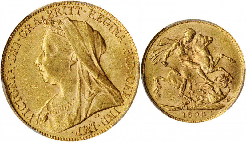 AUSTRALIA. Sovereign, 1899-P. Perth Mint. Victoria. PCGS MS-61 Gold Shield.

S-3...