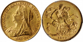AUSTRALIA. Sovereign, 1899-P. Perth Mint. Victoria. PCGS AU-55 Gold Shield.

S-3876; Fr-25; KM-13. A pleasing, sharply struck sovereign from this  SCA...