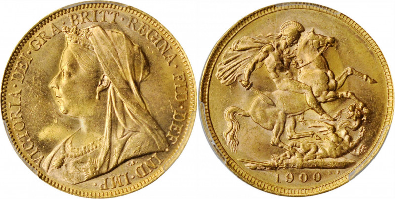 AUSTRALIA. Sovereign, 1900-M. Melbourne Mint. Victoria. PCGS MS-62 Gold Shield.
...