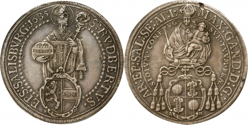 AUSTRIA. Salzburg. Taler, 1685. Maximilian Gandolph von Kuenburg. PCGS Genuine--...