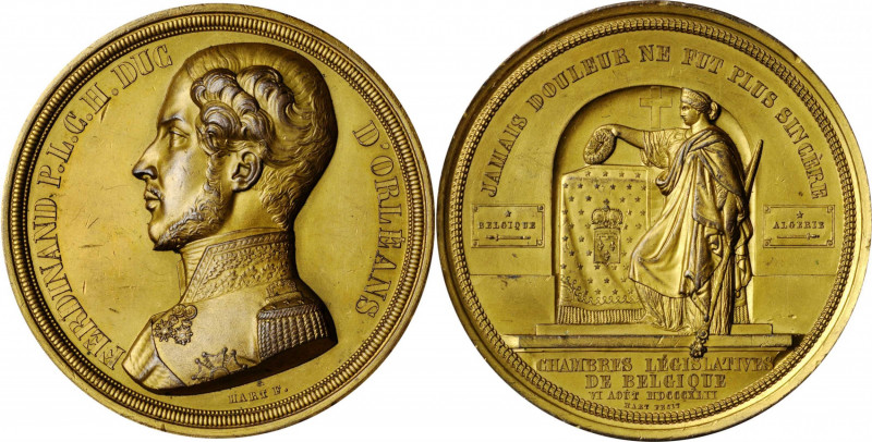 BELGIUM. Memorial Gilt Copper Medal, 1842. EXTREMELY FINE.

Escande-49. Diameter...