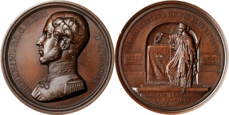 BELGIUM. Memorial Bronze Medal, 1842. UNCIRCULATED.

Diameter: 72 mm.  Medal ded...