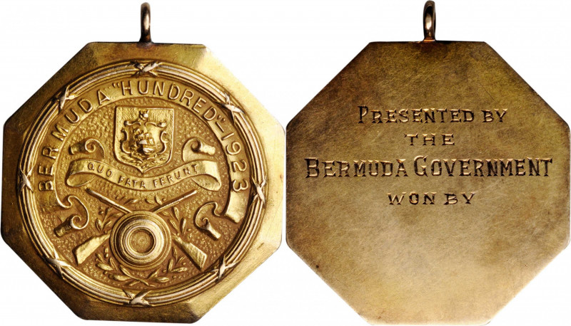 BERMUDA. Gold Shooting Medal, 1923. EXTREMELY FINE.

Weight: 17.35 gms. An octag...