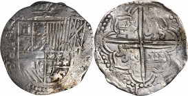 BOLIVIA. Cob 8 Reales, ND (1612-16)-P Q. Potosi Mint. Philip III. FINE.

KM-10; Cal-Type 164. Weight: 26.8 gms. A well detailed Cob with clear mint an...