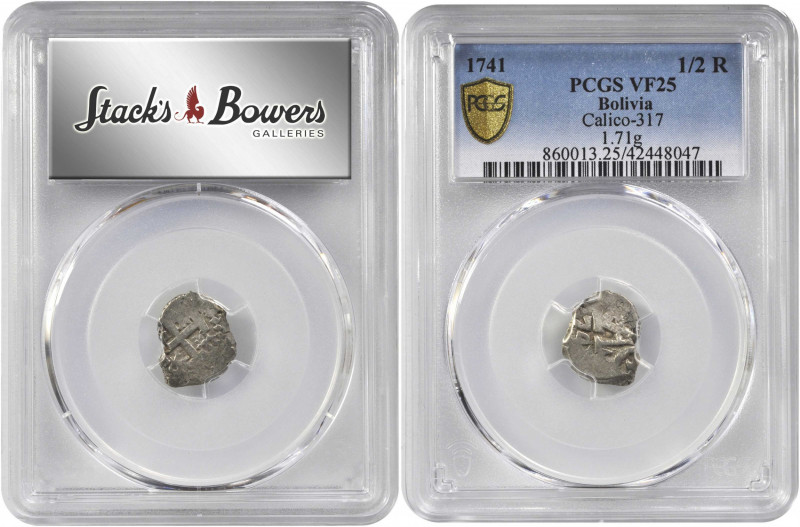 BOLIVIA. 1/2 Real, 1741-P. Potosi Mint. Philip V. PCGS VF-25 Gold Shield.

KM-27...